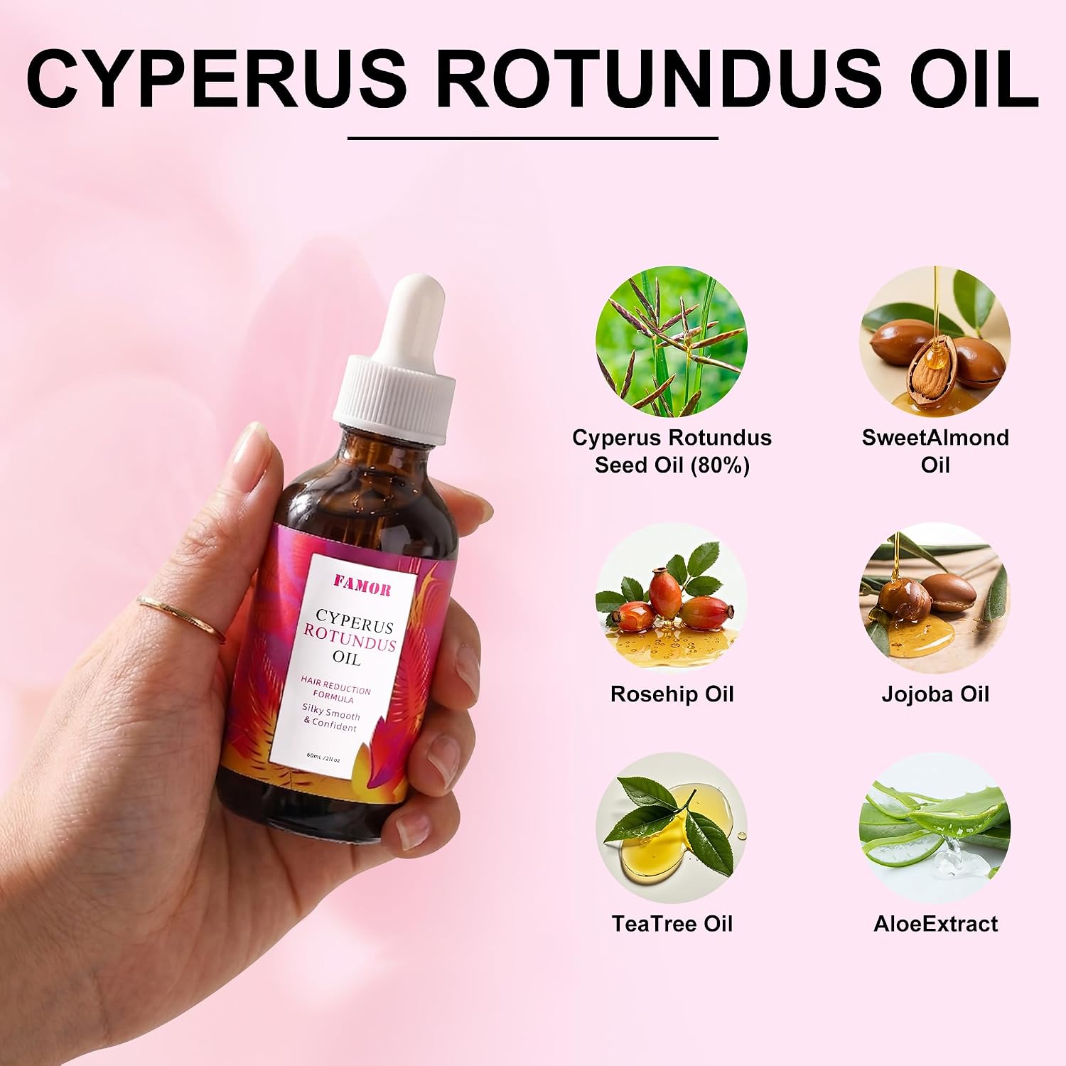 Ulei pentru Reducerea Creșterii Părului cu Cyperus Rotundus