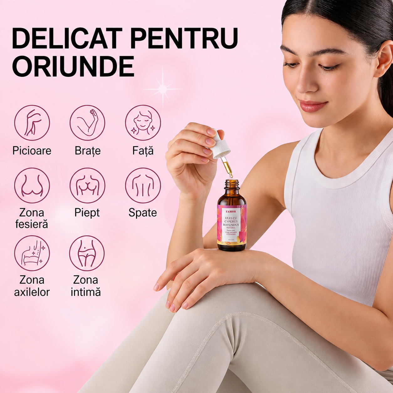 Ulei pentru Reducerea Creșterii Părului cu Cyperus Rotundus