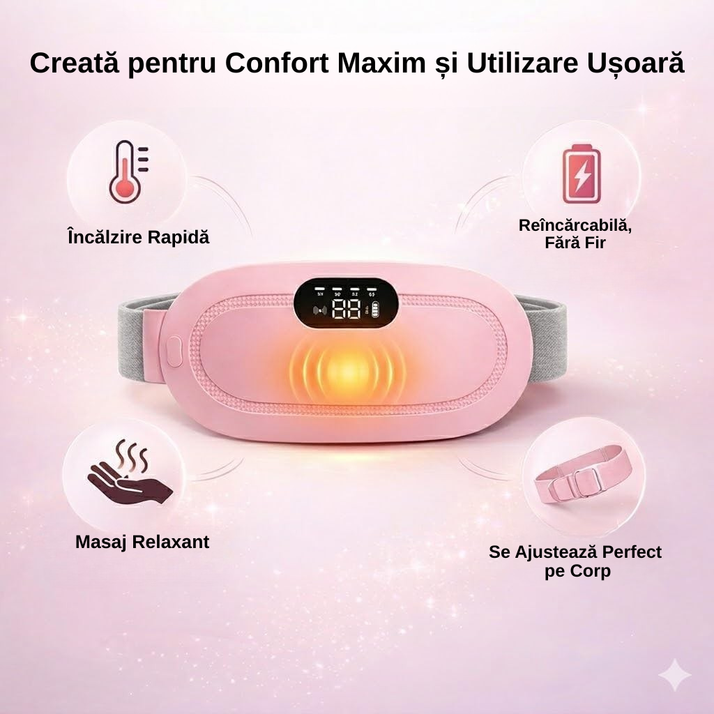Centură Inteligentă cu Încălzire și Masaj pentru Dureri Menstruale – Calm Instant, Fără Pastile