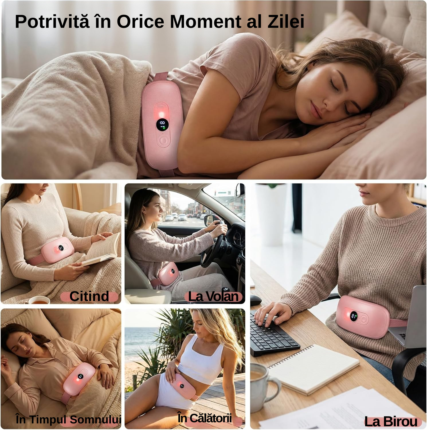 Centură Inteligentă cu Încălzire și Masaj pentru Dureri Menstruale – Calm Instant, Fără Pastile